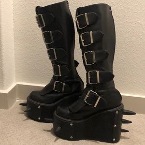 Demonia Black Tall Platform Goth Cosplay Boots